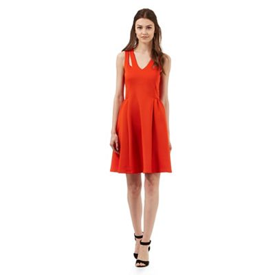 Red Herring Coral cut-out scuba dress